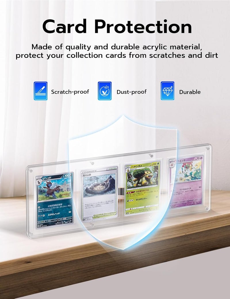 Wigearss 4 Slots 35-75PT Universal Magnetic Acrylic Game Card Case, Baseball Card Holder, Hard Acrylic Card Cases, Card Protector, Fit for Standard Card - Image 5